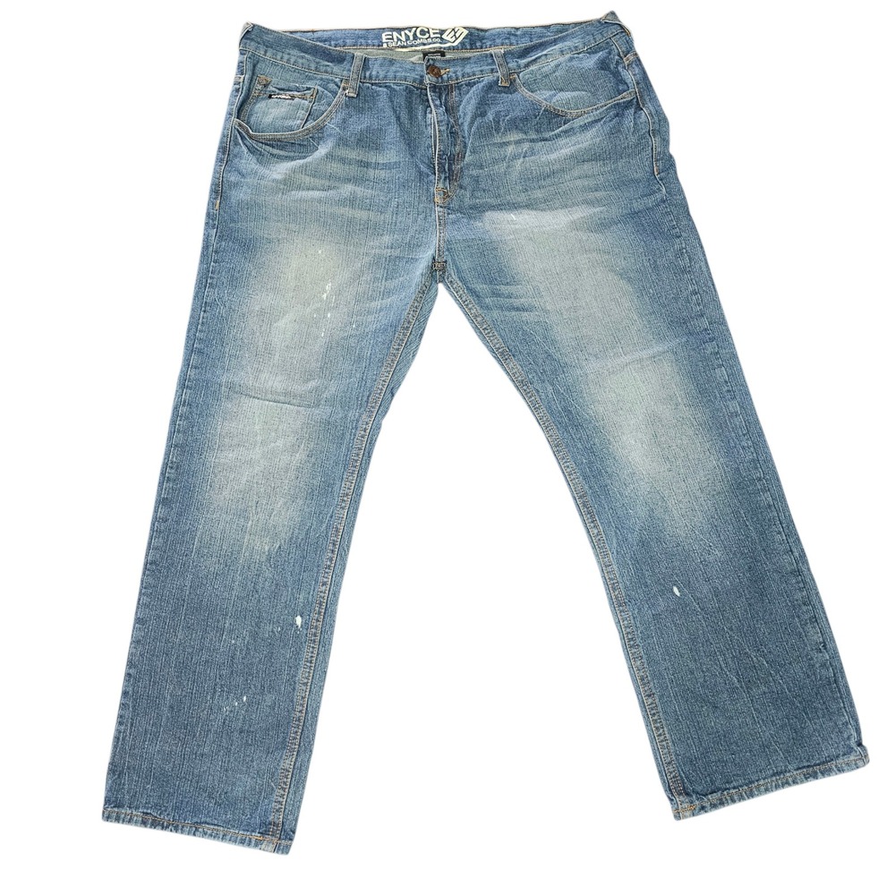 Enyce‎ Jeans Mens 46 Blue Sean Combs Relaxed Straight Leg Embroidered Denim Y2K